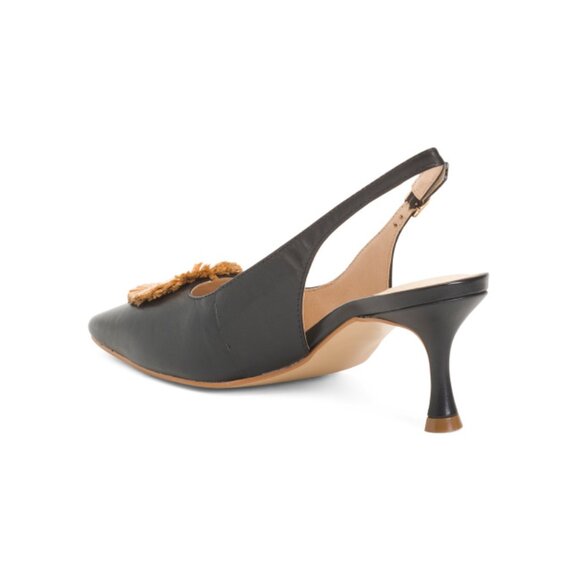 JACK ROGERS Black/Natural Made In Brazil Leather Brynn Slingback Pumps - Picture 2 of 2